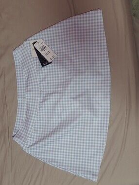 Hollister Light Blue and White Gingham Mini Active skirt.